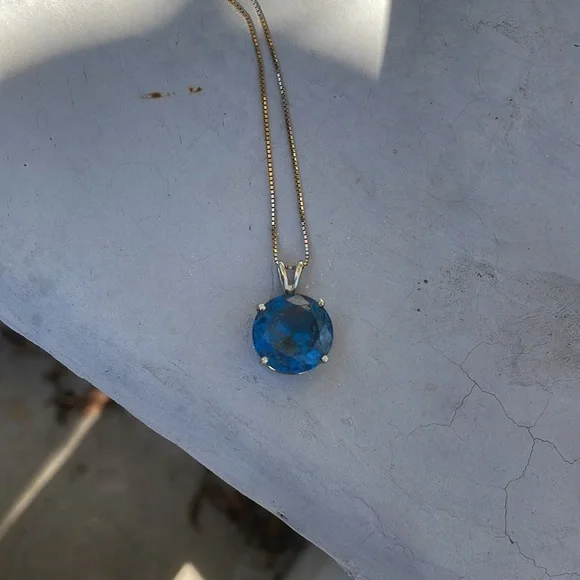 14k Gold & London Blue Topaz Necklace